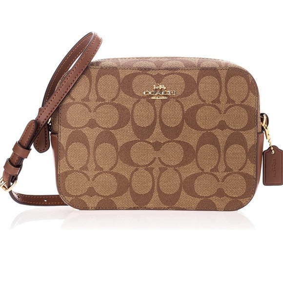 Coach Handbags - NEW Coach Signature Mini Camera Crossbody Bag, Khaki/Saddle- PERFECT CONDITION